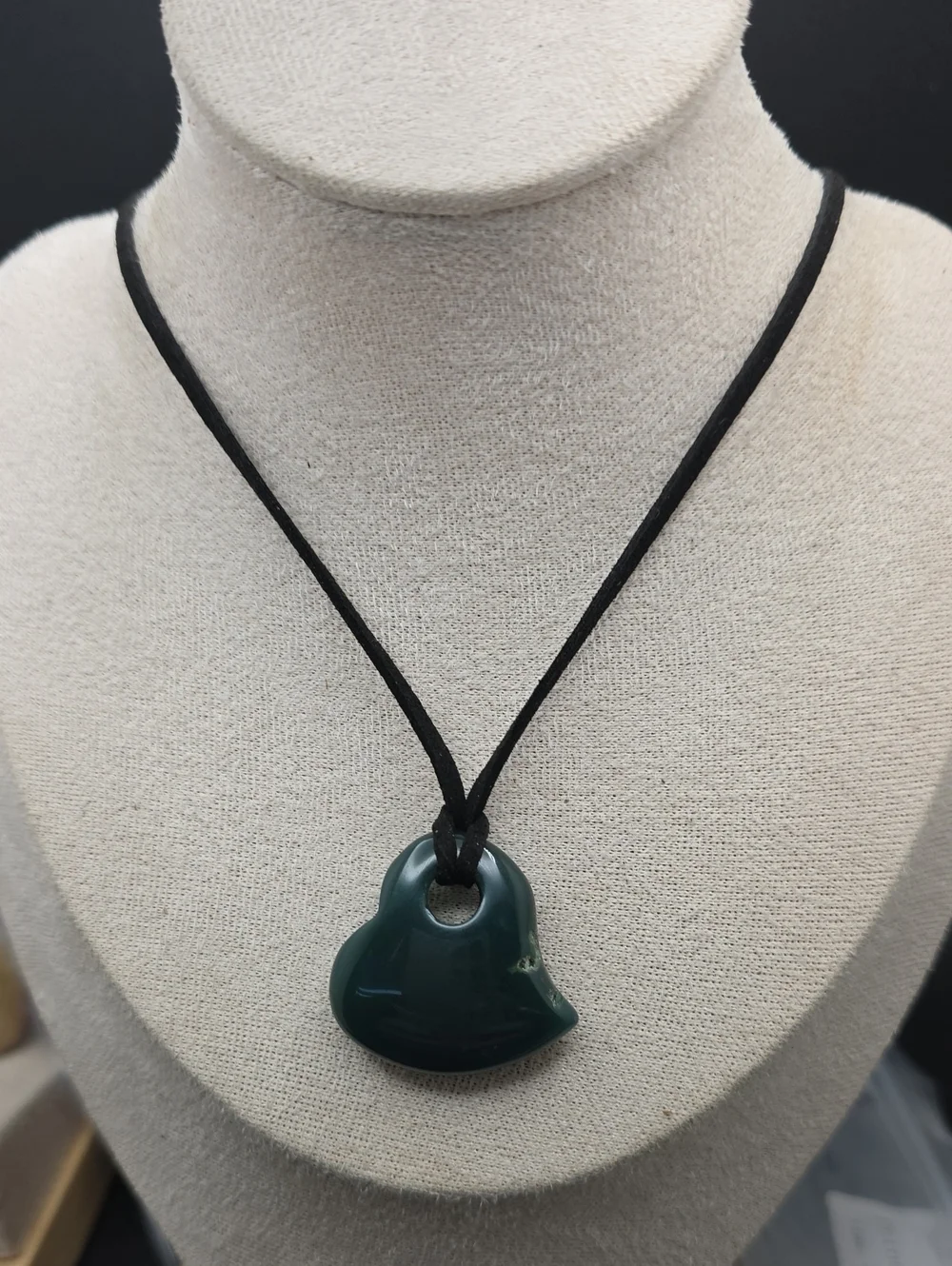 Dark Green Jasper Heart Pendant (2486)